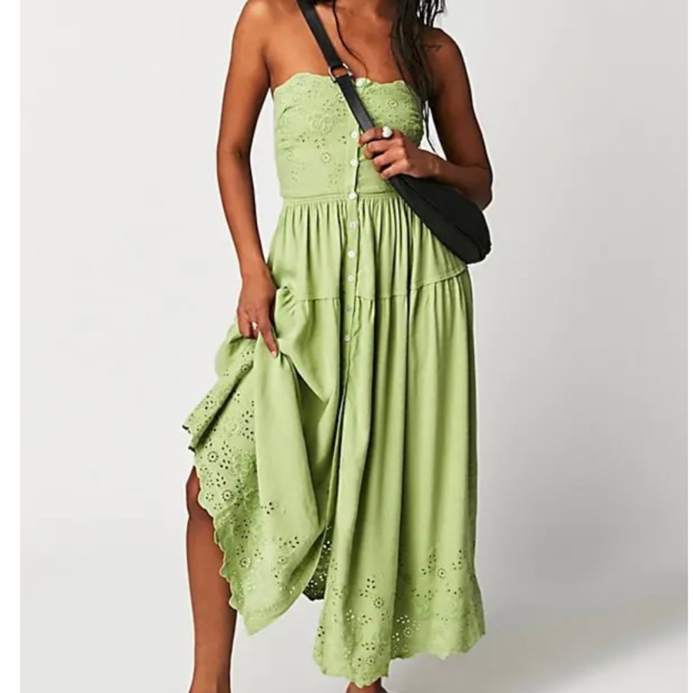 Free People - Evelyn Eyelet Midi Dress. New with tags in color Mojito Lime